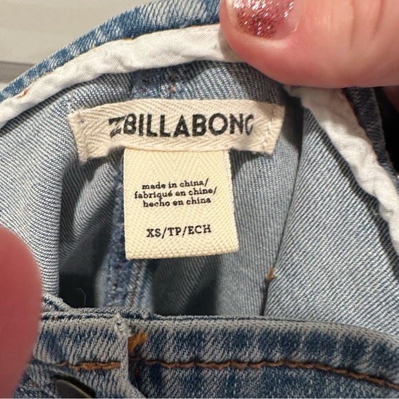 Billabong Denim Button Front Mini Dress Womens Blue Stretch Jean Sundress XS - Picture 6 of 9